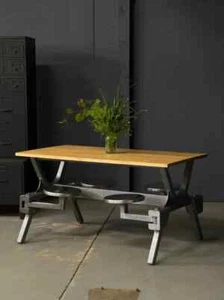 Vintage Swing Out Seat Table, Industrial Dining Table, Four Person Table - Picture 1 of 10