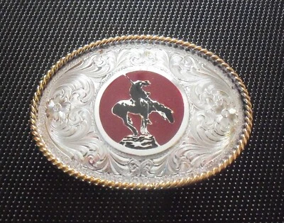 Hebilla de cinturón End of the Trail - Indio - Plateros Montana - Placa de plata de ley Foto 1 de 4