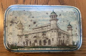 VINTAGE OSTINDIEN GEBÄUDE 1904 TEEDOSE WERBUNG SAMMLERSTÜCK ST.LOUIS - Bild 1 von 7