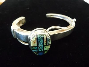 Stunning NAVAJO SPIDER OPAL & STERLING Cuff, 34.8g, Signed Marlene Begay - Picture 1 of 9
