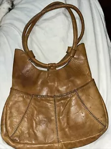 Vintage Camel Colored Leather Hobo Purse 20” Tall 11” Wide Classic Handbag - Picture 1 of 11