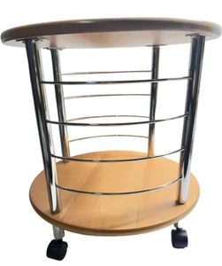 Organize It All Wood & Chrome Round Table with Castors 18.5 x 18.5 x 19.5in - Picture 1 of 6