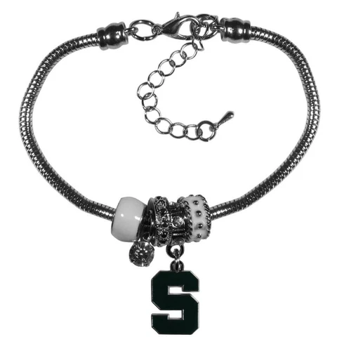 Michigan State Spartans Euro Bead Style Bracelet [NEW] Wrist Jewelry Necklace Cover
