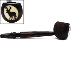 Pipa de nuez de tagua tallada natural para fumar tabaco animal bosque de ciervos animal grande hecha a mano - Imagen 1 de 4