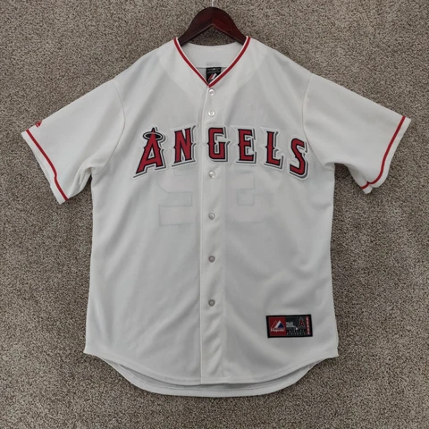 Majestic Anaheim Angels Jersey Mens Large L White Josh Hamilton 32 MLB Baseball Cover