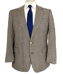 Christian Dior Vtg 2B Ventless Blazer Sport Jacket Houndstooth Wool Mens 46L* - Picture 1 of 24