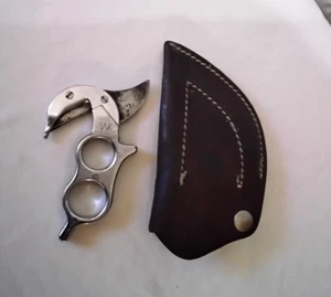 wk wyoming skinning knife with leather sheath gut hook skinning - Picture 1 of 4