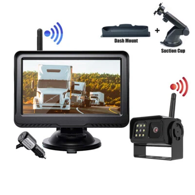 5" Wireless Monitor Backup Camera Suction Cup Car Charger USB For RV Caravan Van - Image 1 of 4
