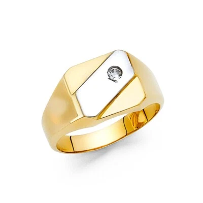 Anillo para hombre de circonitas cúbicas de oro de dos tonos de 14K Foto 1 de 3