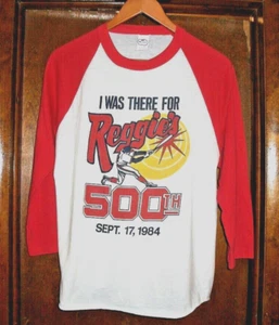 VINTAGE ANVIL ATHLETIC 1984 REGGIE JACKSON 500th HOME RUN T-SHIRT SIZE XL - - Picture 1 of 8
