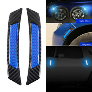 Carbon Fiber Car Door Edge Guard Anti-Scratch Protector Trim Sticker Black+Blue