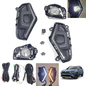 LED Fog Lights Kit For 2019-2024 Toyota Rav4 w/ DRL & Amber Signal Lights Bezel - Picture 1 of 24
