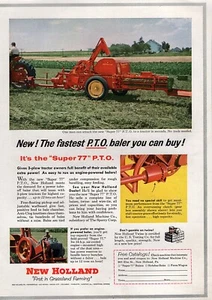1955 New Holland Super 77 PTO Hay Baler Tractor Implement Original Color Ad  - Picture 1 of 1