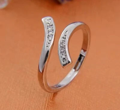 Adjustable Thumb Ring 925 Silver Open Band Minimalist Teardrop UK Jewelry Gift - Image 1 of 4