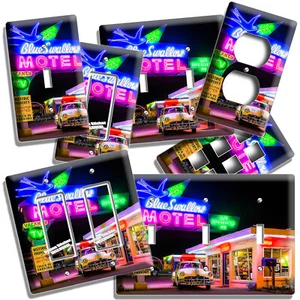 RETRO AUTO HISTORISCHE ROUTE 66 MOTEL LICHTSCHALTER STECKDOSE WANDPLATTE ZIMMER WOHNDEKO - Bild 1 von 34