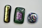 Lot of 3 Jewelry Tone Different Colors  Dichroic  Fused Glass Cabochons Handmade