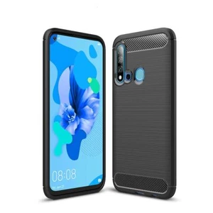 Schutz Handy Hülle für Huawei P20 Lite 2019 Case Cover Bumper Carbon Schwarz - Zdjęcie 1 z 6
