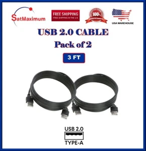 2-Pack –3FT USB 2.0 Cable A-Male/A-Male High-Speed Data Transfer/Charging Cord - Picture 1 of 4