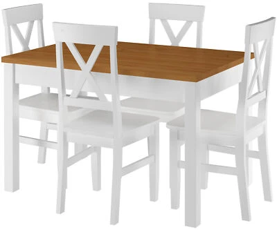 Set tavolo rettangolare bicolore 80x120 4 sedie bianche, Pino 90.70-51AE-Set23 - Immagine 1 di 4