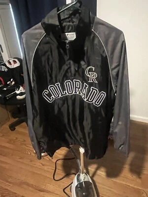 Chaqueta cortavientos Majestic Colorado Rockies Cool Base para hombre pequeña negra Foto 1 de 3