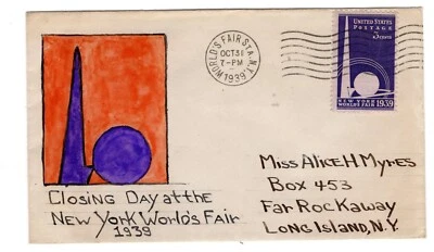 #853 on 1939 NY World's Fair Closing Day - Hand-drawn Myres - Image 1 of 2