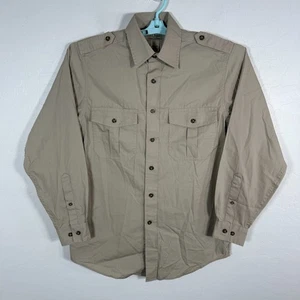 LL Bean Shirt Mens Small Tan Khaki Button Up Safari Outdoor GI Long Sleeve - Picture 1 of 8