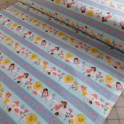 3 WISHES By The Yard, Pixie Stripe, Cotton FLANNEL, $3.99 Ships ANY Amount Of Fabric!