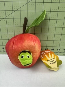 Folkmanis Red Apple Worm Finger Puppet Plush  Small With Tag - Picture 1 of 5