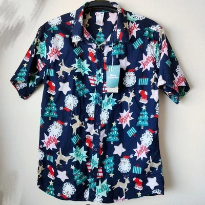 *Nueva con etiqueta* Camisa de algodón de Navidad para niños - Azul marino talla 16 Foto 1 de 2