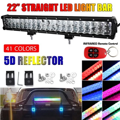 Dual-Row 22'' INCH 1200W LED Work Light Bar Combo Offroad Pickup RGB Multi-color - Image 1 of 4