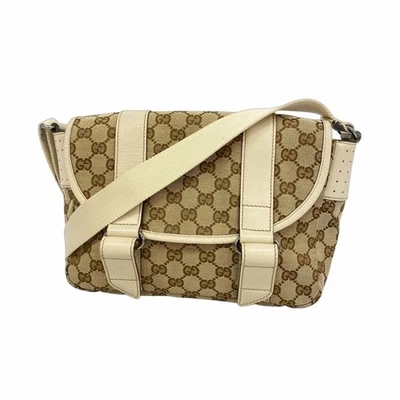 Gucci GG Canvas Shoulder Bag 145858 Brown White Men's - Image 1 of 4