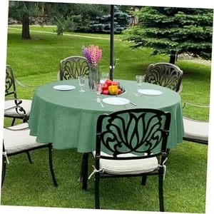  Outdoor Tablecloth with Umbrella Hole - Patio Table 60" (Round) Sage Green - Picture 1 of 7