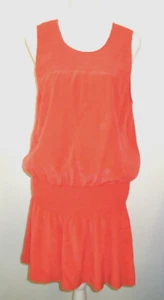 Joie Damen orange Jersey Blouson gesmokte Taille 100% Seide gefüttert Kleid M - Bild 1 von 14