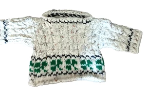 Hecho a mano cable tejido Fair Isle trébol suéter recién nacido - Imagen 1 de 3
