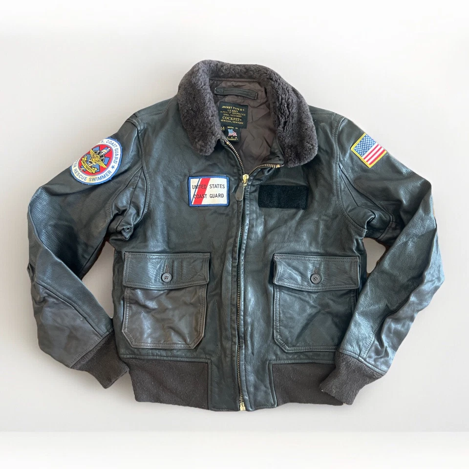 Chaqueta de vuelo de piel de cabra Cockpit EE. UU. Vintage G-1 Spec 7823 Top Gun Maverick 44 Foto 1 de 4