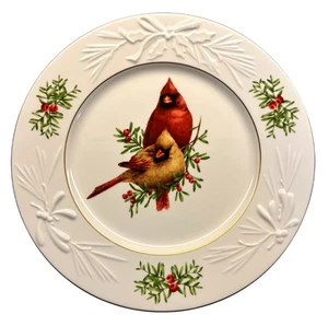 Lenox Winter Greetings Carved Accent Cardinal Plate Catherine McClung 9 1/2" - Picture 1 of 7