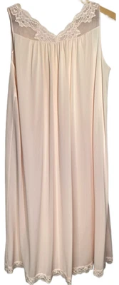 Vintage Shadowline Peach Embroidered Lace Nightgown & Robe Set Size Small - Image 1 of 4