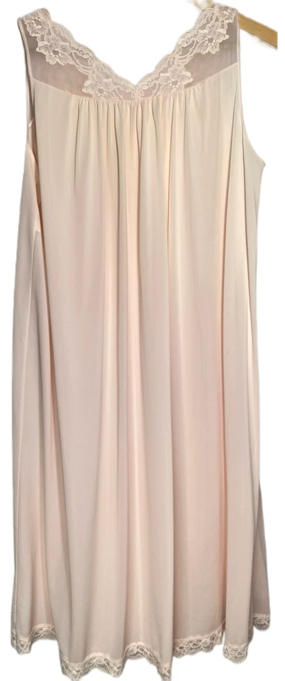 Vintage Shadowline Peach Embroidered Lace Nightgown & Robe Set Size Small - Image 1 of 4