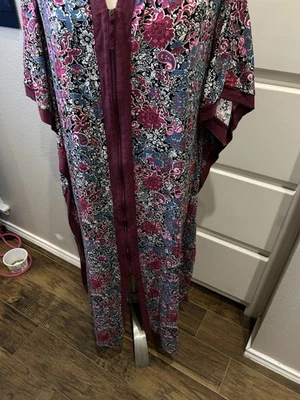 Новый без ЯРЛЫКОВ L/XL Ellen Tracy бордовый макси платье Loungewear кафтан халат платье и - Изображение 1 из 4