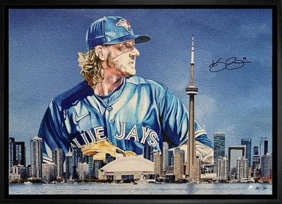 Kevin Gausman Signed 20x29 Framed Canvas Jays Blue-H Skyline LE/34 Foto 1 de 2