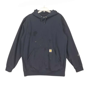 Sudadera con Capucha Carhartt Para Hombre L Negra Calce Suelto Ropa de Trabajo Grunge Manchas Logo de la Empresa - Imagen 1 de 17