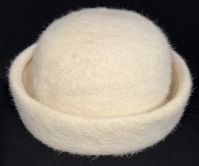 De colección Miss Eileen Marfil Mujer Lana Fieltro Piel Sombrero Cuerpo Hecho en Italia Foto 1 de 4