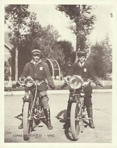"Long Beach Police Dept 1912 MOTOCICLETA INDIA 2 Jinetes Foto Impresión #1428 11"x14" - Imagen 1 de 1