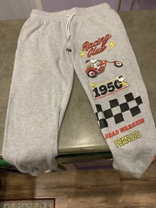 Peanuts Snoopy Racing Club Graphic Sweatpants Size L Unisex - Picture 1 of 9