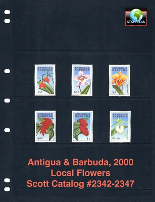 $3.50 Scott Value - 2000 ANTIGUA Flowers Caribbean Sea CV MNH NH UMM - Image 1 of 4