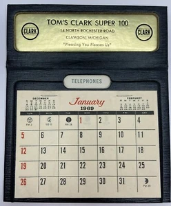 CLARK Gas Station 1969 Calendar  clawson michigan TOMS CLARK SUPER 100 TELEPHONE - Picture 1 of 5