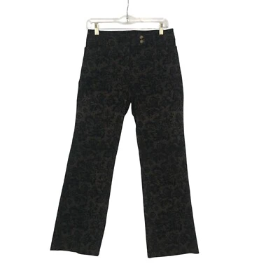 Pantalones de vestir Harold's para mujer negros florales delanteros planos, talla 2, cintura 30, texturizados Foto 1 de 4