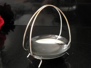Cestino argentato WMF con inserto in vetro tormalina cestino cioccolatini anni '50 J. Mid - Foto 1 di 5