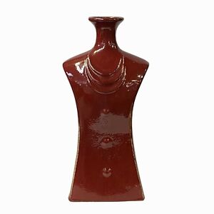 Chinese Dress Look Design Accent Flambé Red Glaze Vase ws1324