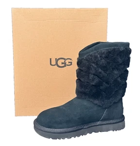 UGG AUSTRALIA TANIA BLACK SHORT WOMEN'S SHEEPSKIN & SUEDE BOOT NEW US SIZE 5 - Picture 1 of 13